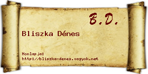 Bliszka Dénes névjegykártya